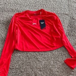 Reebok Women’s Red Long Sleeve Crop Top with Logo